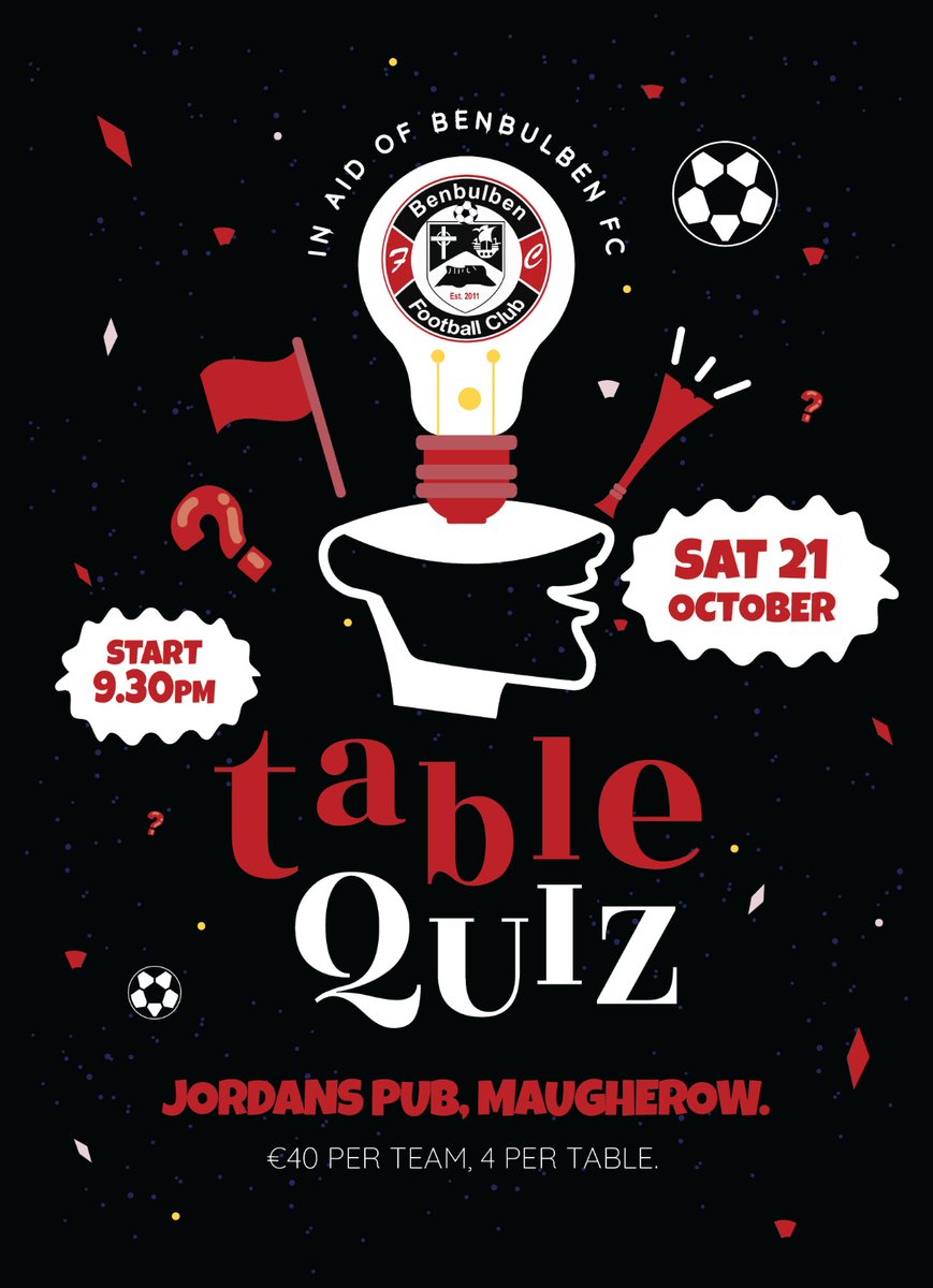 Please share and support

A good night's craic guaranteed in aid of Benbulben FC ⚫🔴

<a href="/DslSligo/">Sligo Leitrim Soccer</a>