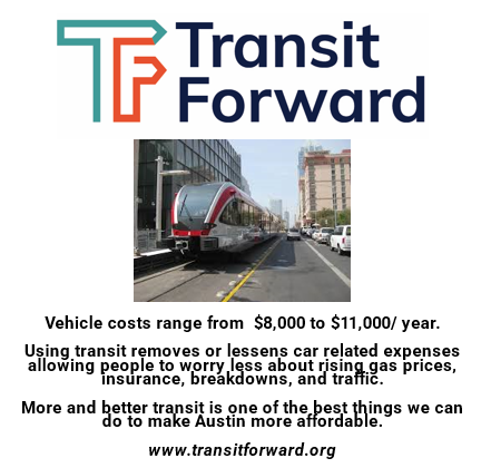 transit_forward's tweet photo. A poll conducted by TF found that 58% of Austinites continue to support funding for Project Connect. 

The biggest reason? Austinites want a more affordable community. 

More transit combined w/more affordable housing along bus/train corridors is the best way to make this happen! https://t.co/yJz1j75y05