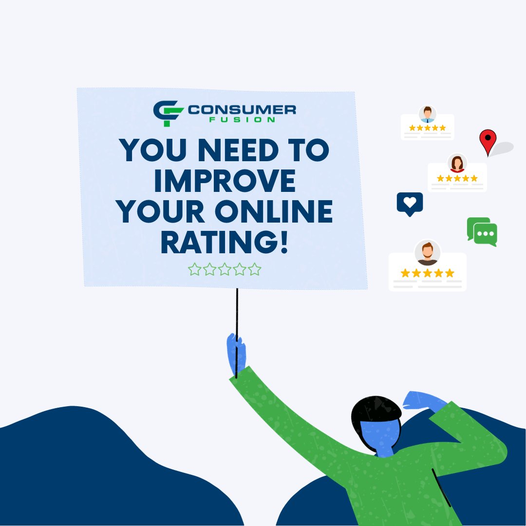 Why improve? Because it's not just about stars; it's about trust, reputation, and credibility. 
bit.ly/42ziD22 

#googlerating #consumerfusion #localseo #customer #OnlineReputationMatters #DigitalFrontDoor #ReputationManagement
