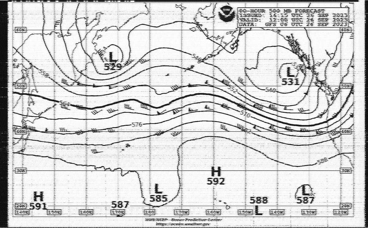 Johnkit's tweet photo. Pictures from Pt. Reyes this morning on 8680.1KHz received here in Phoenix Az. #wefax #shortwaveradio #weatherfax #HFFax https://t.co/Yio42sfB1m