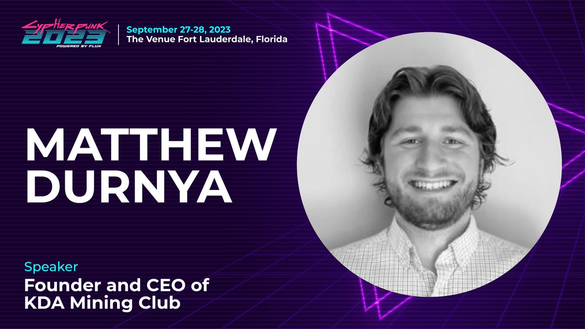 Join us as our CEO @matthewdurnya takes the stage at @CypherPunk2023! 

Tune in Thursday at 2:00PM for a keynote discussion on "Tokenization of Real World Assets" and the future of KMC on the @Kadena_io blockchain!