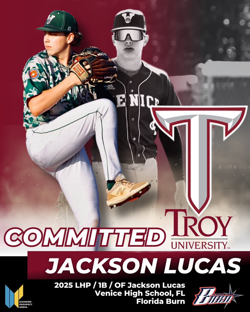 DPMUncommitted's tweet image. 2025 LHP/1B/OF Jackson Lucas of @VHS__Baseball commits to @TroyTrojansBSB. @JacksonLucas25 has been impressive as a two-way prospect, consistently producing each time he’s in the lineup. Congrats to Jackson and his family. @FloridaBurn @DiamondProMedia #OneTROY #DiamondCoverage
