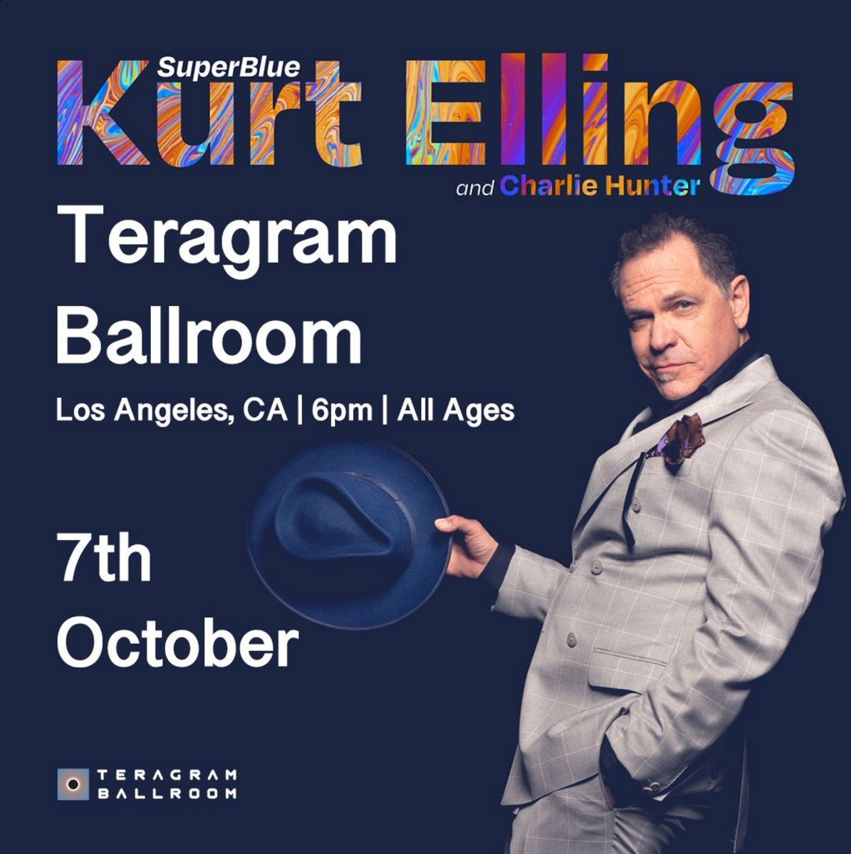 Come join us on October 7th for an unforgettable night at the Teragram Ballroom! SuperBlue presents Kurt Elling and Charlie Hunter 😍 Doors open at 6pm and all ages are welcome. Don't miss this incredible collaboration between two of the jazz world's brightest stars! 🌟