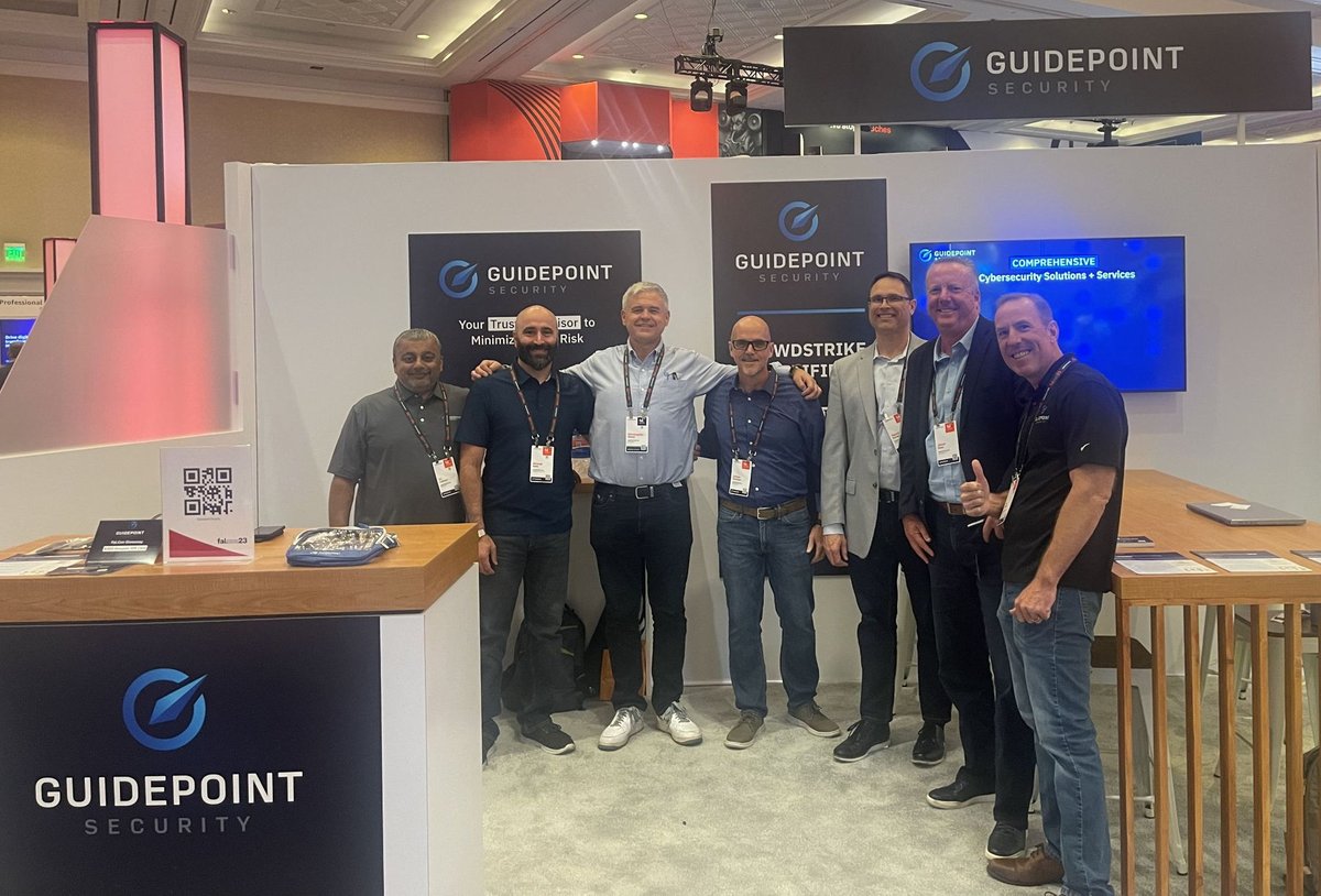GuidePointSec's tweet image. We have had a blast meeting with all the amazing @CrowdStrike practitioners at #FalCon2023 at our booth and the @GuidePointSec Happy Hour. Thank you so much to everyone who came and to our sponsors who made the night so special. #cybersecurity
