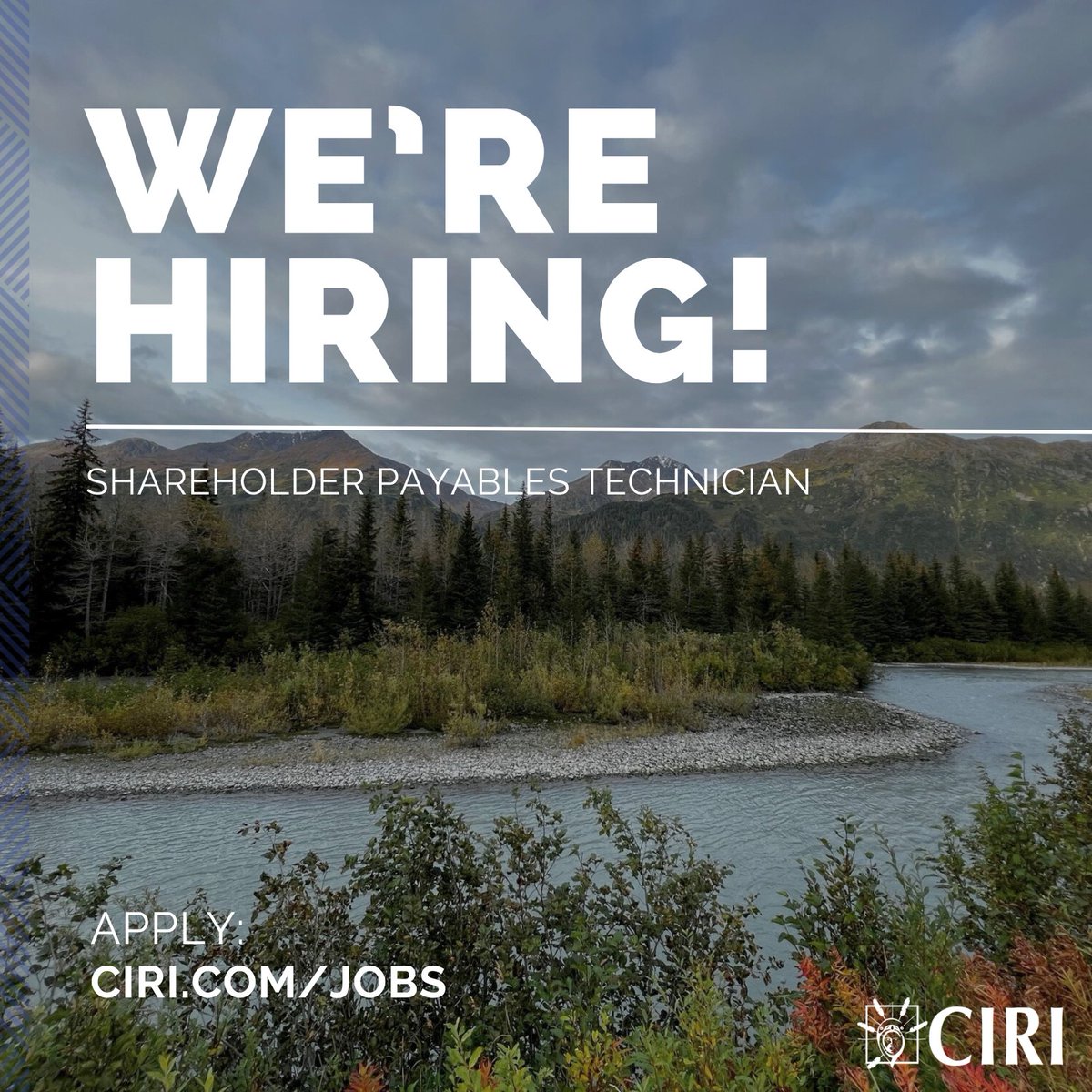 Cook Inlet Region (@ciri) on Twitter photo CIRI is currently recruiting for a Shareholder Payables Technician position based in Anchorage. ๐ผ To apply, visit ciri.com/careers/jobs. CIRI Shareholders and Descendants are strongly encouraged to apply! ๐
#hiring #jobopportunity #alaskajobs #anchoragejobs CIRI is currently recruiting for a Shareholder Payables Technician position based in Anchorage. ๐ผ To apply, visit ciri.com/careers/jobs. CIRI Shareholders and Descendants are strongly encouraged to apply! ๐
#hiring #jobopportunity #alaskajobs #anchoragejobs