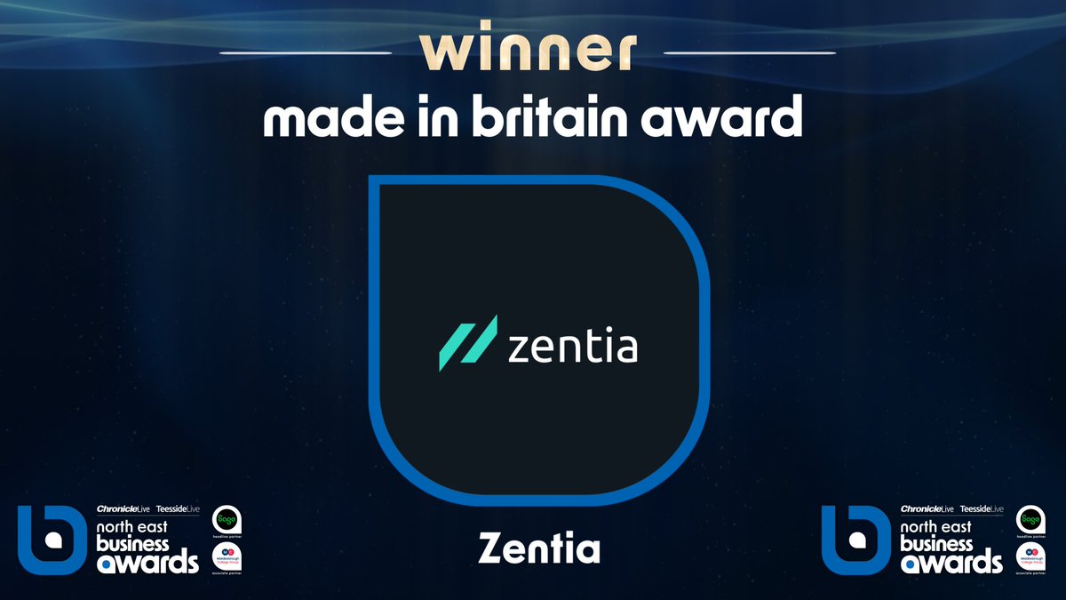 Next up is the Made In Britain Award, with finalists @Zentia_UK, @Beanies_Flavour and #Paralloy There can only be one winner - it’s Zentia! #NEBizAwards