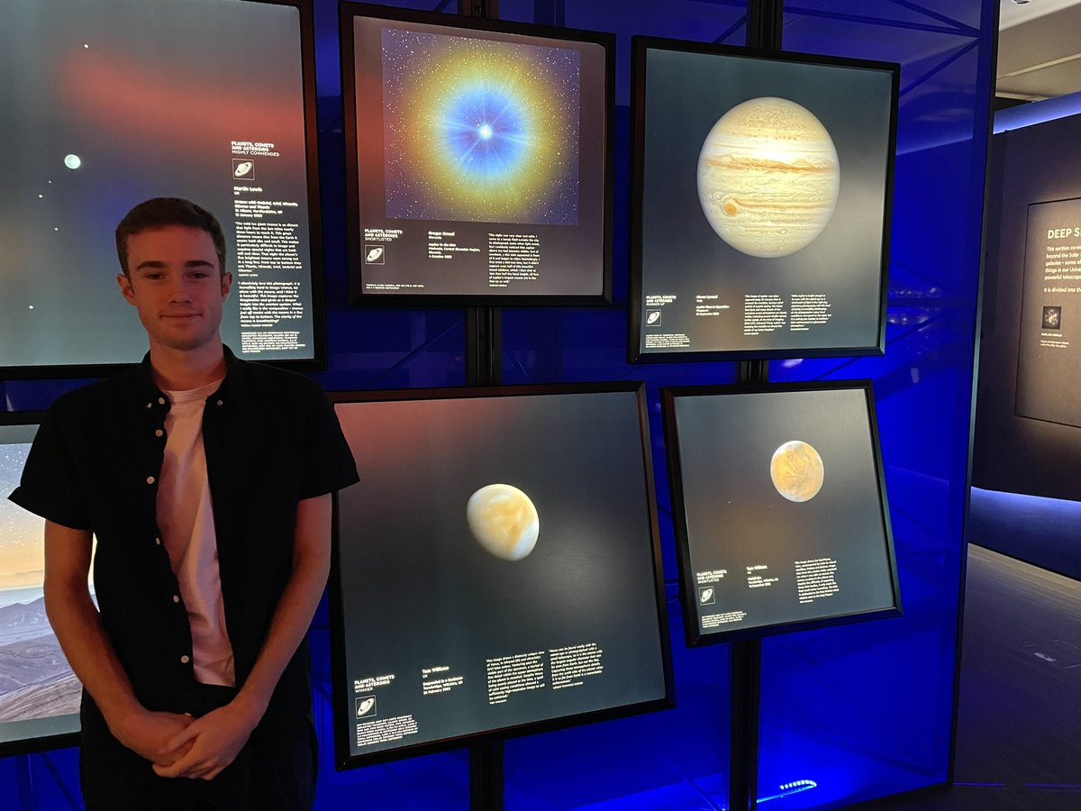 SkyInspector's tweet photo. Spent a lovely evening at the #APY15 ‘meet the judges’ event hosted by the @RMGreenwich and got to see the new Astronomy Photographer of the Year exhibition with @tw__astro Saw my own 3rd place pic of Uranus and moons https://t.co/s7Eu98PBO6