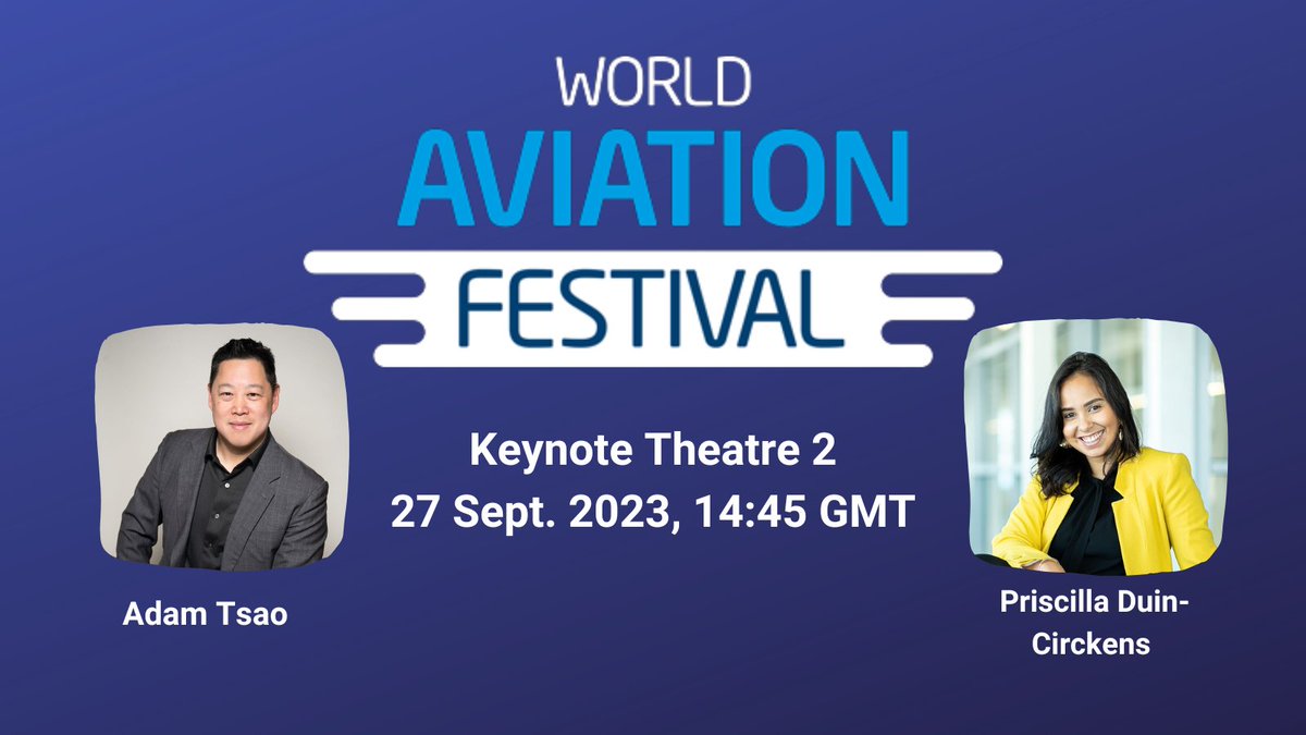 📣 Adam Tsao is pleased to have Priscilla Duin-Circkens, Chief Strategy Officer at Curaçao Airport Holding, join him tomorrow, Sept 27, at 14:45 GMT at #WorldAviationFestival , Keynote Theatre 2. 
#Airside #Curacao #AviationFest #WAF #PrivacyFirst #HumanAlways <a href="/airlinesblog/">World Aviation Festival</a>