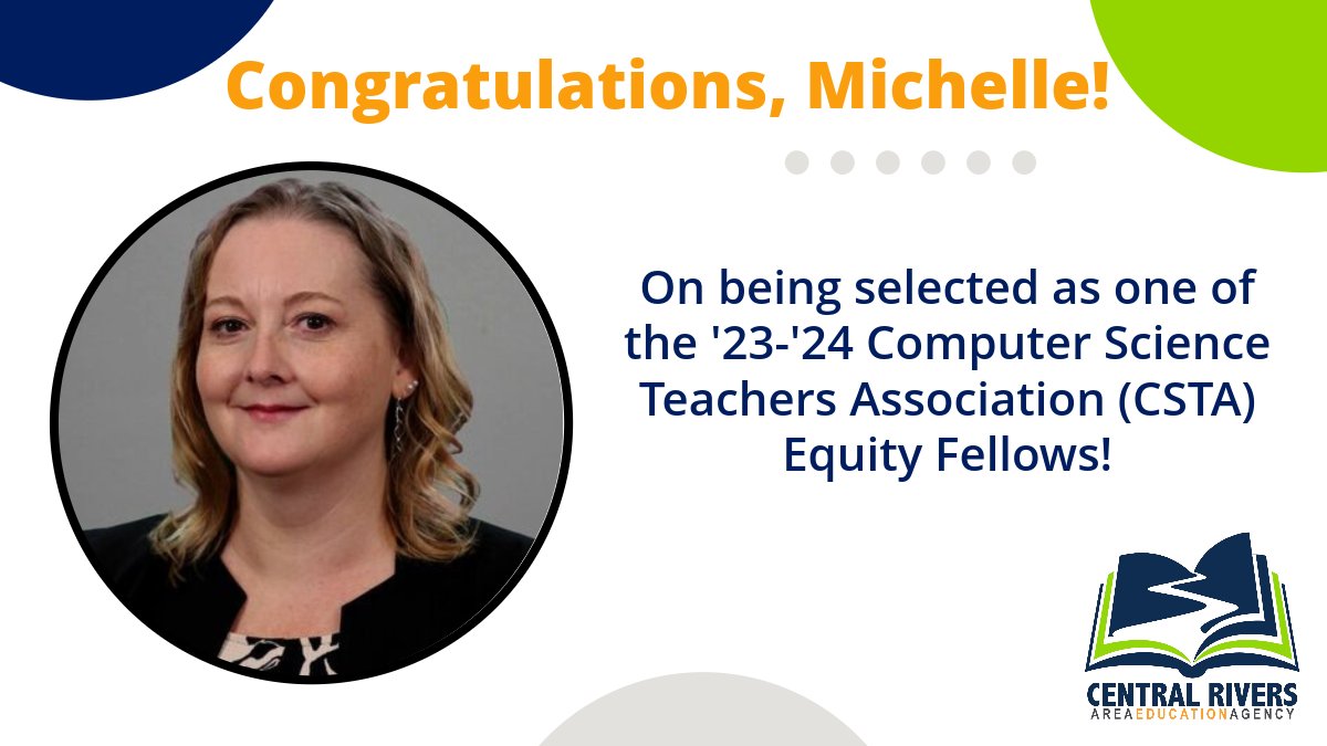 Congrats to #CRAEA’s Michelle Meier on being selected as one of the ‘23-’24 Computer Science (CS) Teacher Association Equity Fellows! 👏 Michelle strives to improve equitable access to quality CS learning opportunities by working with multiple school districts in the state. 🙌