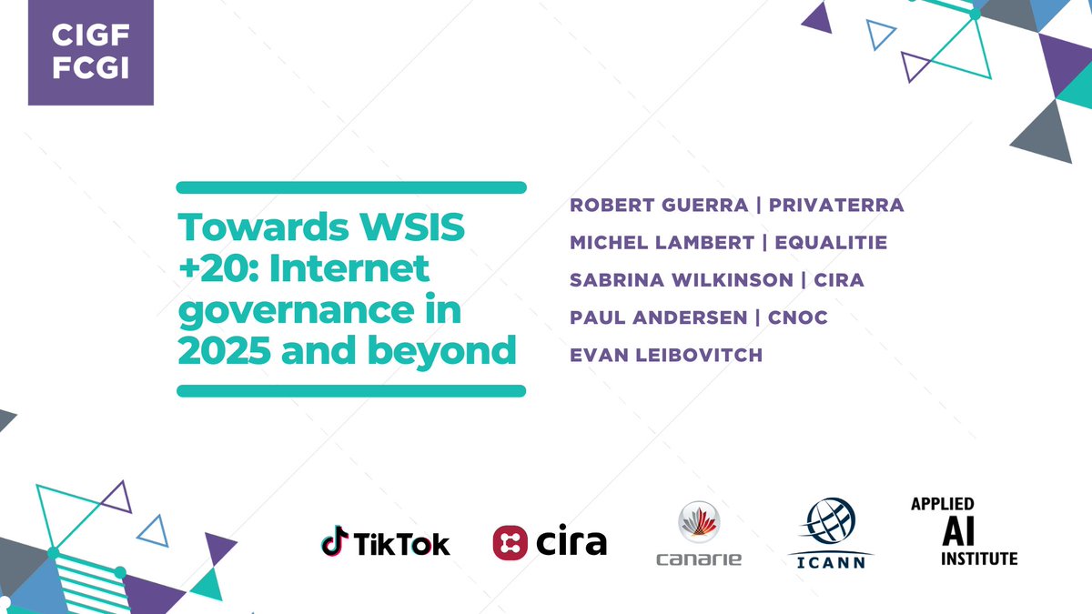 The Canadian government has 2 major opportunities to shape the global internet landscape: through their presidency of the G7 and participation in the
<a href="/WSISprocess/">World Summit on the Information Society (WSIS)</a>. #CIGF2023 explores how 🇨🇦can shape the future of the global internet in 2025 and beyond. canadianigf.ca/register