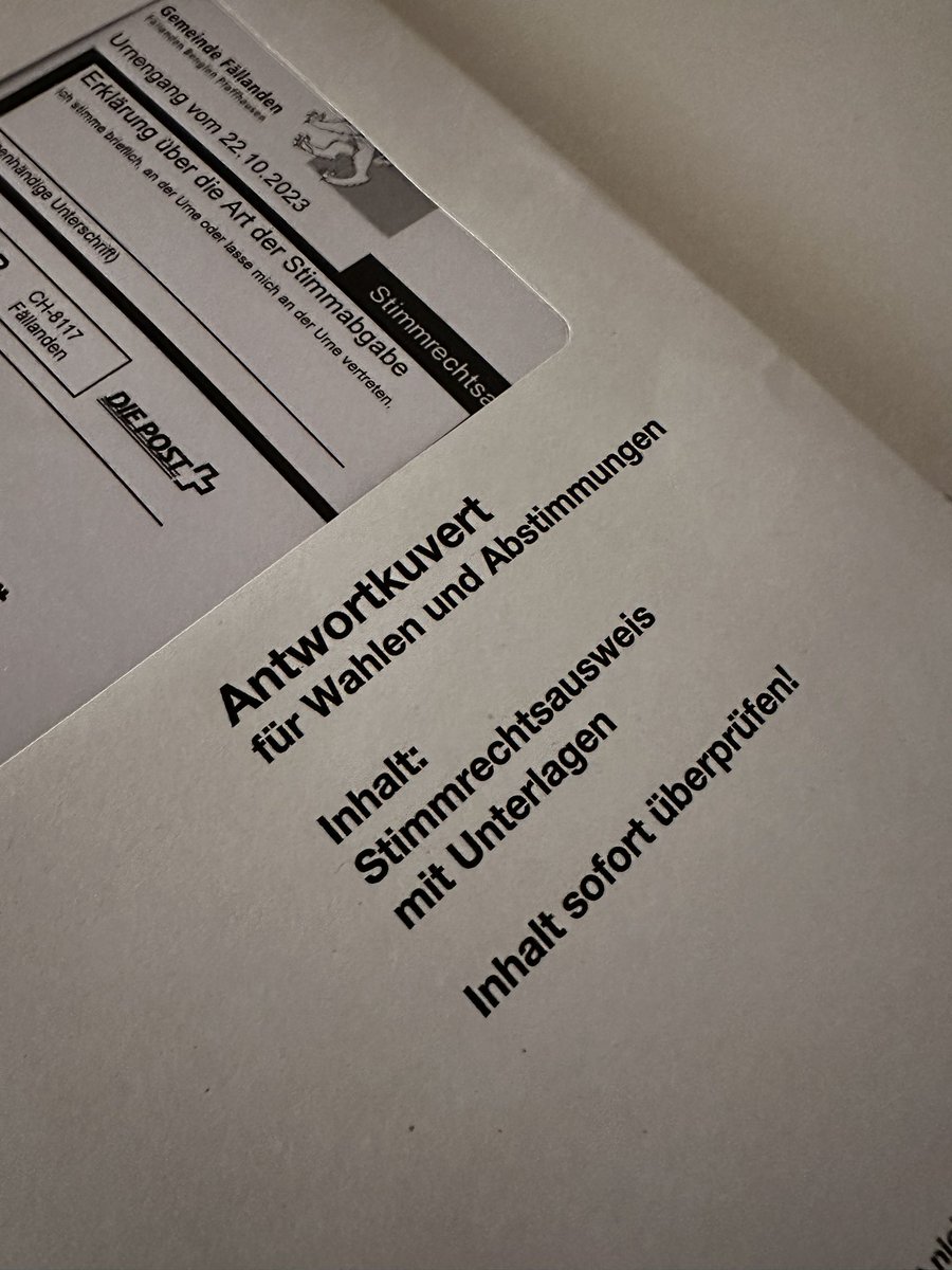 mariosolis_CH's tweet image. Zurück zu Twitter oder es würde besser X sagen? Und gleichzeitig den #Kuvert erhalten, um für die #Bundesversammlungswahl und meine Gemeinde #Grundsatzabstimmung  am 22. Oktober zu stimmen #Fällanden