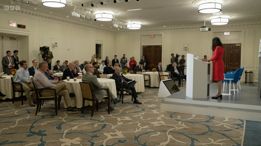 implausibleblog's tweet image. Full house at Suella Braverman's hate speech.