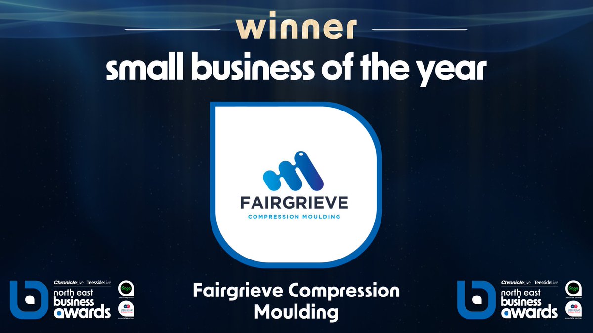 The finalists for Small Business of the Year are: #CJMRecycling @Fairgrieveltd #Telcoss There can only be one winner and the award this evening goes to Fairgreave Compression Moulding!👏 #nebizawards