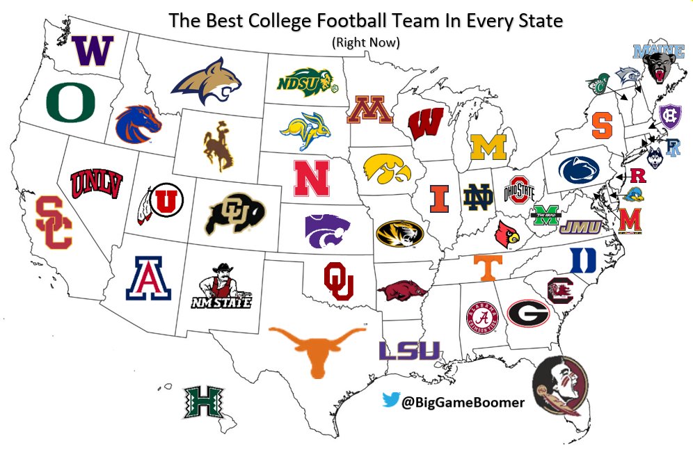 BigGameBoomer's tweet image. The Best College Football Team In Every State

Right Now