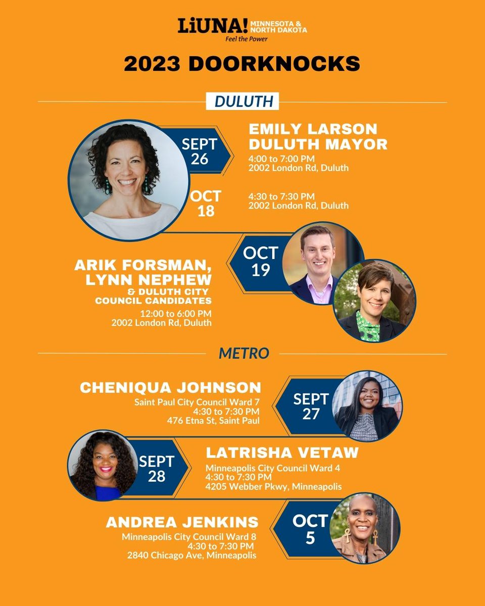 LIUNAMinnesota's tweet image. 🚪 Knock, Knock! 🗓️ Our 2023 Doorknocking Schedule is here! Join us to support #ProWorker and #ProInfrastructure leaders. LIUNAMinnesota.org/vote #LIUNAVotes #WorkerPower
