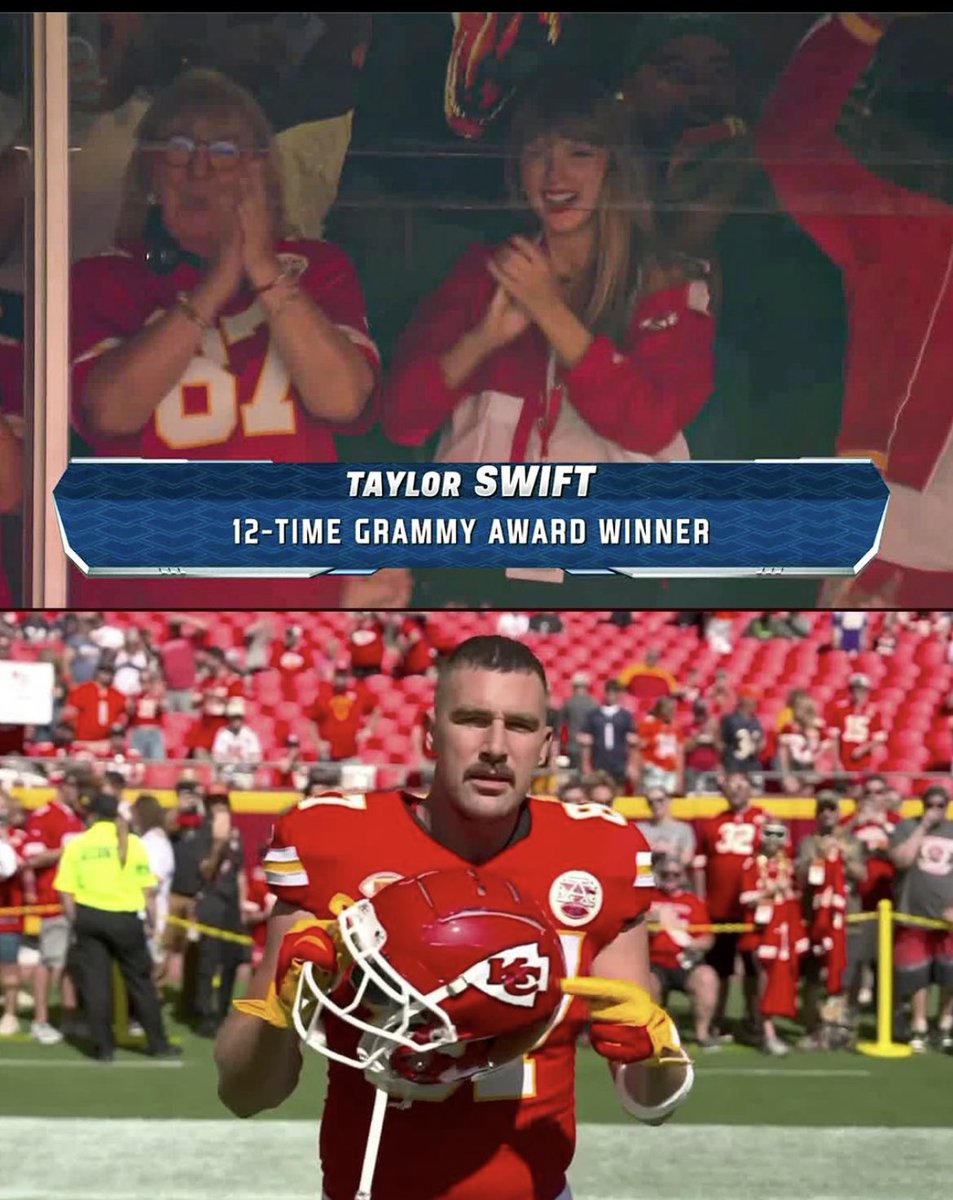 midwestern_ope's tweet photo. The chiefs are 1-0 when Taylor Swift is at the game https://t.co/MBd9XjwSSS