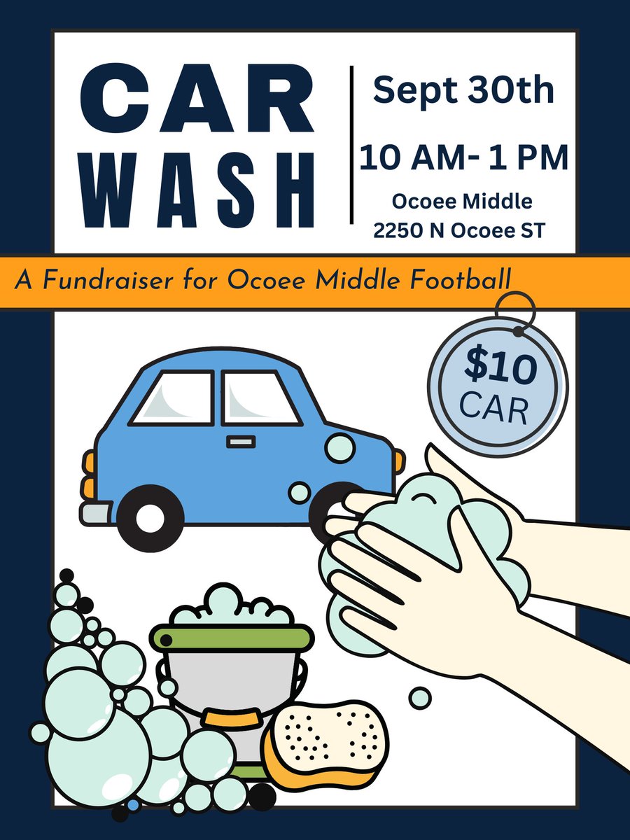 There might not be a game this week, but you can still come see the players! We will be out front at Ocoee Middle School offering a car wash for $10 a car! Stop by and support your colts!