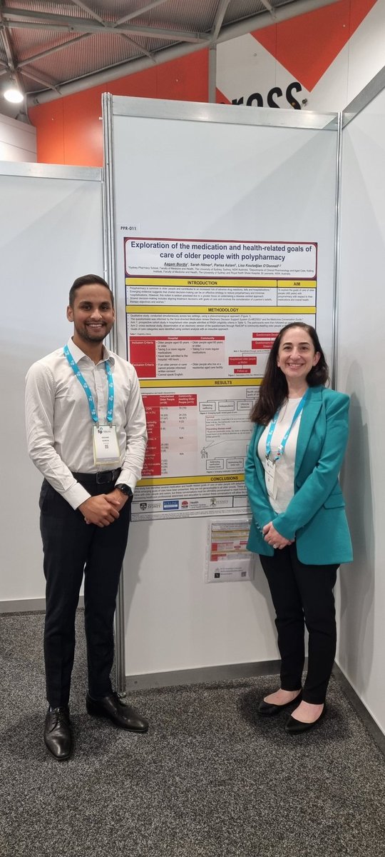 Day 2 of @FIP_org congress and poster is up! Come and see the fabulous work Aagam Bordia led during his #pharmacy honours program #GoalsOfCare for health and medicines #GMEDSS @KollingINST #Fipcongress2023 @syd_health #SydneyPharmacySchool @ParisaAslani3 @AgeingClinPharm