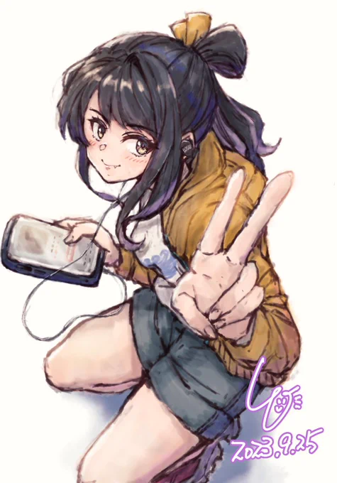 『テンション上げるならロックだな!(*'ω`*)』ワンドロに長波サマの名があったので急遽描きました!#艦これ版真剣お絵描き60分一本勝負_20230924 