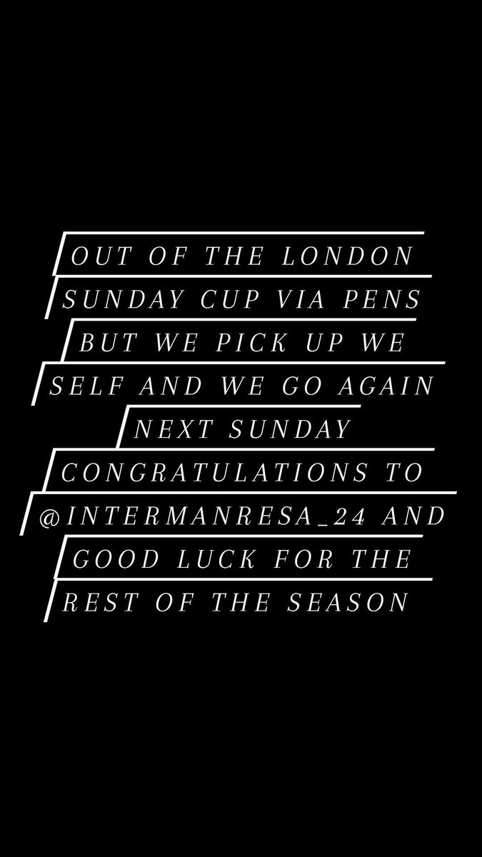 Never a good feeling to lose a game worst a cup game but as we always say we move.......