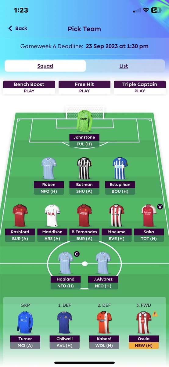 FPLCap's tweet photo. GW6 - Double Trouble. 

Jackson, Baldock -> Alvarez, Botman 

🌎1.1M https://t.co/OKisPr8xuq