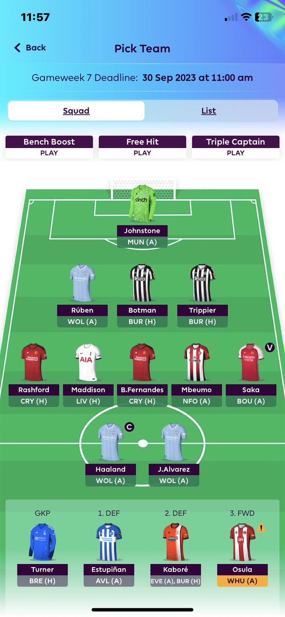 FPLCap's tweet photo. GW7 - KneeJerk. 

Chilwell -> Trippier ( Price Drop/Rises avoided 😮‍💨)

🌎796K https://t.co/jGwmVMlvOM