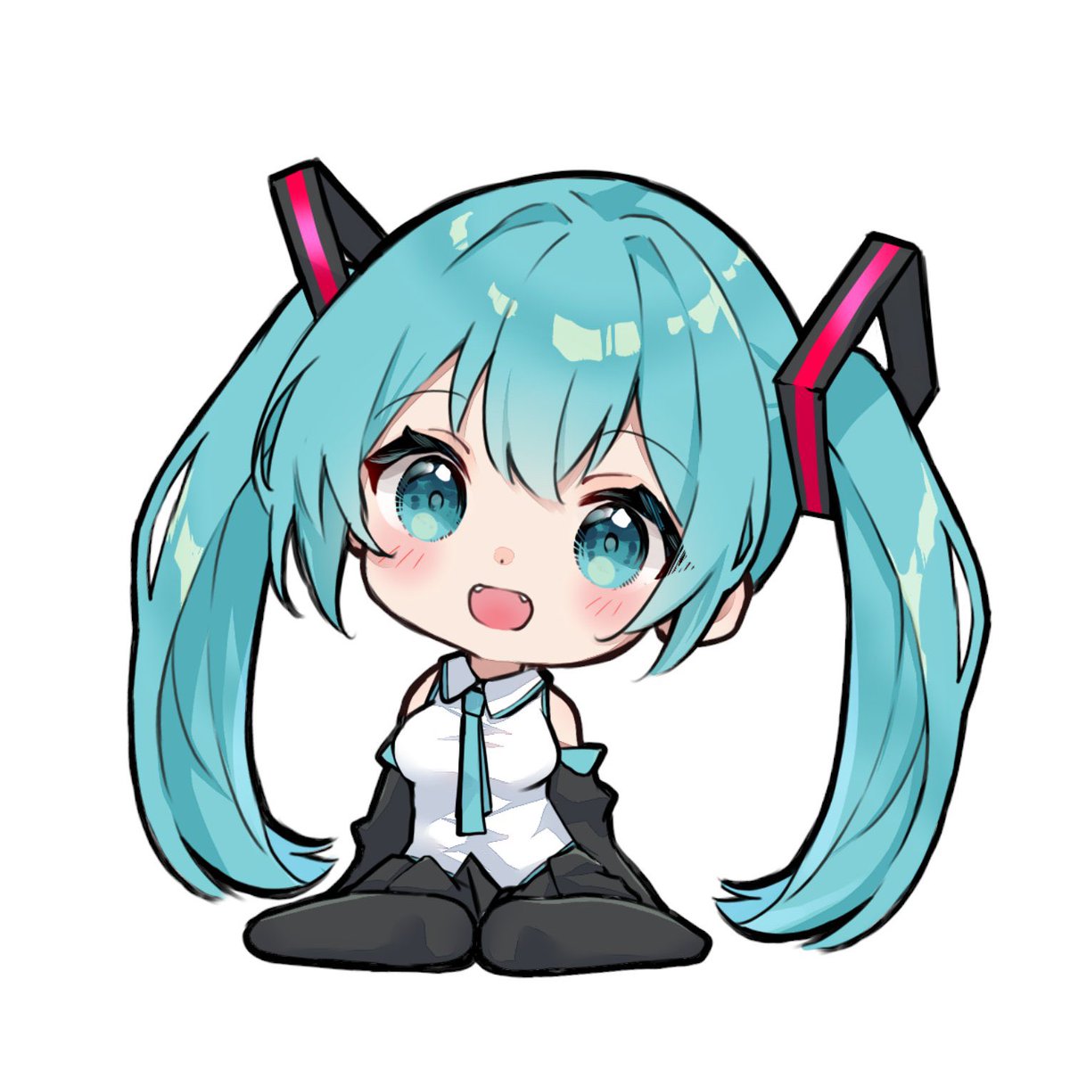 初音ミク「新規イラスト描いてなくてフォロワーさんが減りつつあるので可愛い可愛いちびみくちゃ」|七海 杏🍌依頼停止中のイラスト