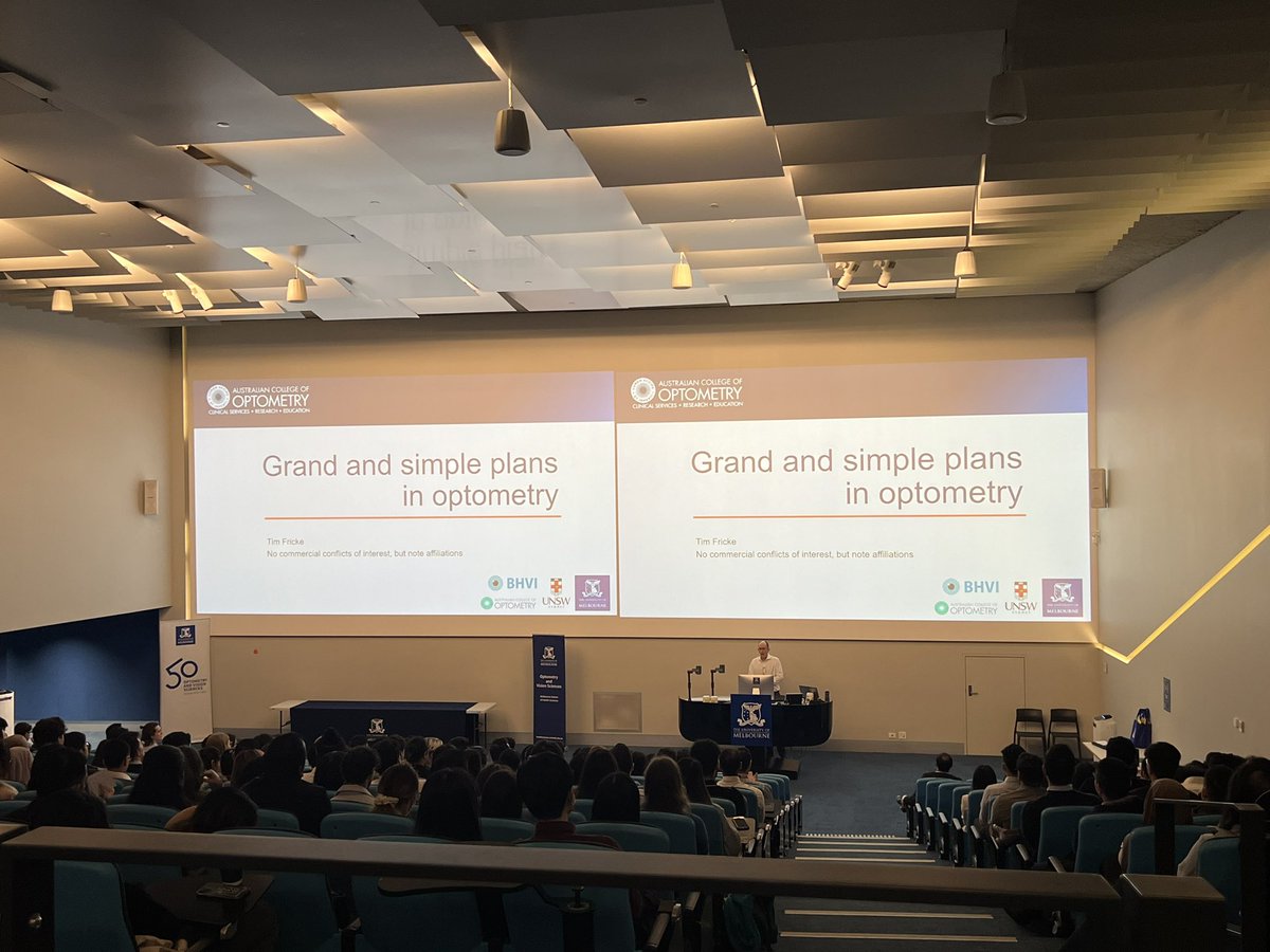 Good morning from #ODSC2023 the annual optometry conference created by and for OD students at @UniMelbDOVS and hearing from Tim Fricke, the new director of @NVRIAus at @auscollegeoptom @UniMelbMDHS