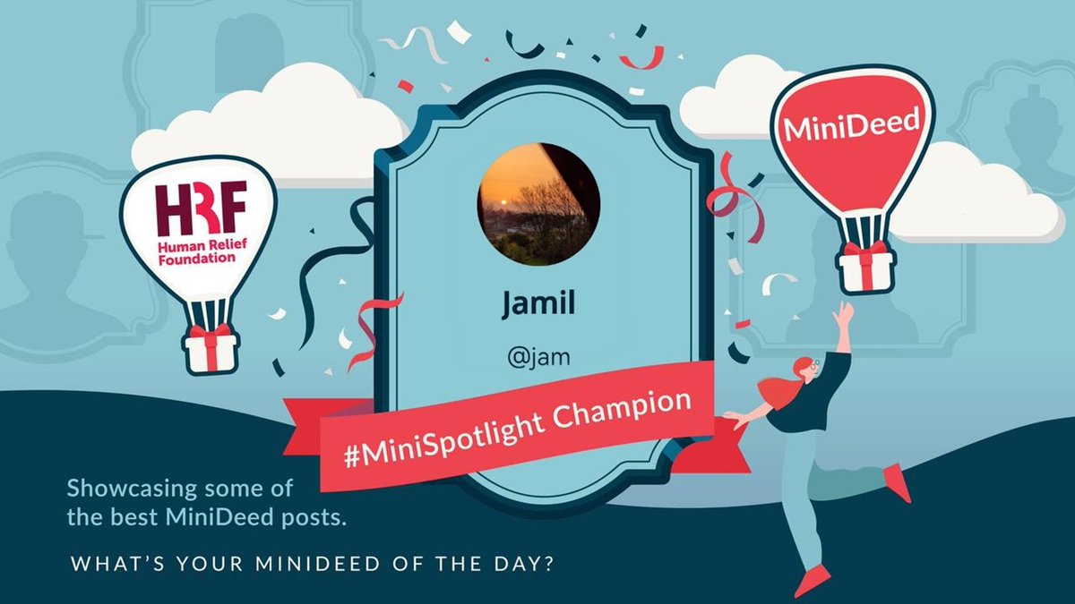 MiniDeed's tweet image. Jamil, who posted in support of @Human_Relief, receives a #MiniSpotlight for capturing a tranquil seaside scene, making us all crave a moment like that right now! 🌊

minideed.page.link/edzB
