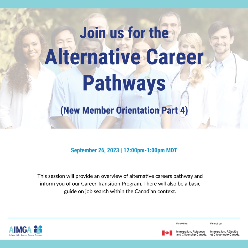 Join us for our part 4 of the New Member Orientation (NMO) series; Alternative Career Pathways will be on Sept. 26!

Link to register:⁠ aimga.ca/programs/new-m…
⁠
#img  #aimga #medicalcourses #programs #career #licensure #physicians #medicalschool #canada