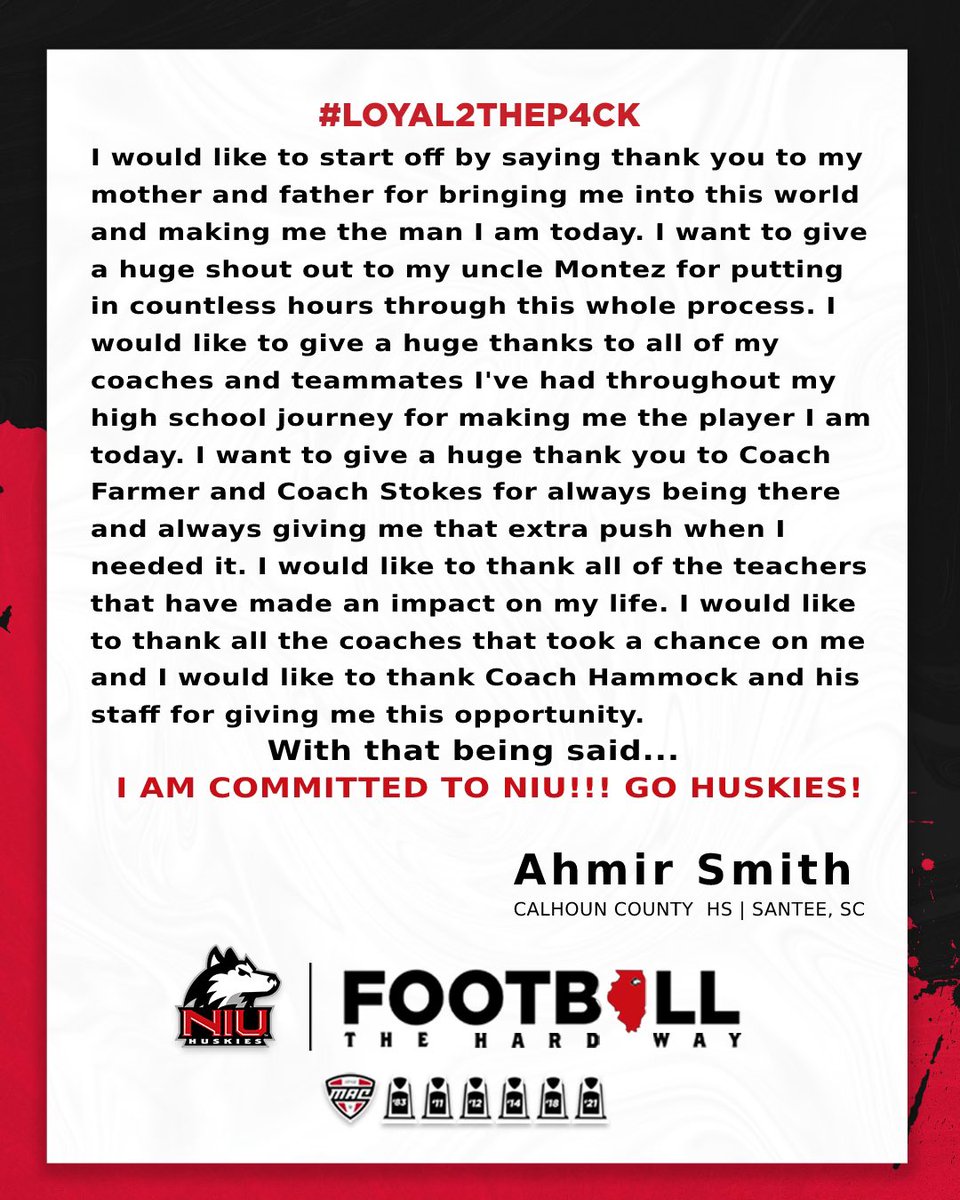 AhmirJesus's tweet photo. Huskie Nation….I’m Home❤️🖤🐺
@NIUCoachHammock @CoachAWang @CoachMooreNIU @CoachEidsness @CoachBeschorner @CalhounSaints @RivalsFriedman @MohrRecruiting @on3 @247Sports @247recruiting https://t.co/kNWWSsEO9Y