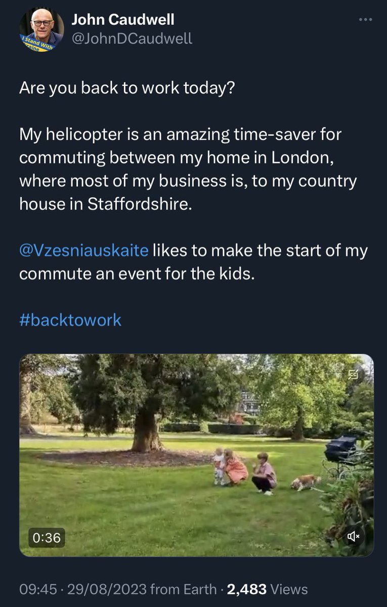 ArchRose90's tweet photo. I don’t believe that a guy who commutes from Staffordshire to London in his helicopter because it’s an “amazing time-saver” is the best person to argue for Net Zero. 

These beliefs shouldn’t just be applied to the plebs. https://t.co/znFhwXkW8M