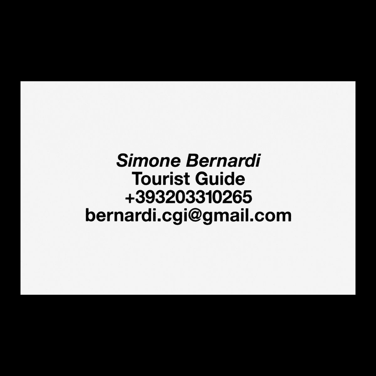 emgeoffice's tweet photo. Tourist Guide Simone Bernardi

Business cards https://t.co/4lMNh3dmf5