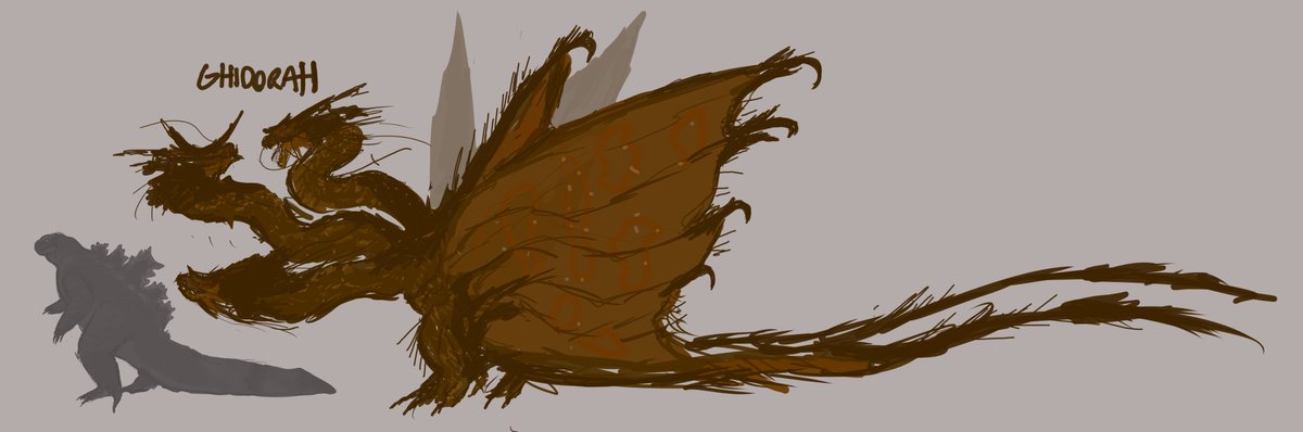 ghidorah design for a little au im working on, with that, i completed the three headed monster cast