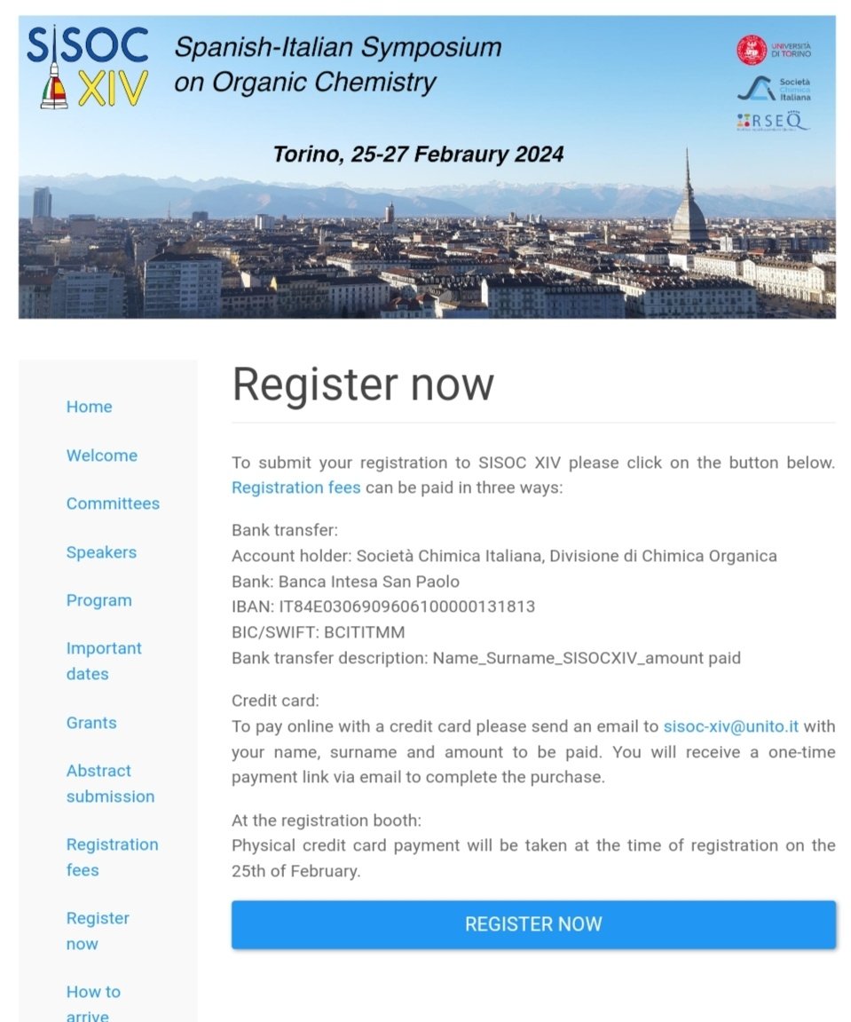 Registration are finally open! <a href="/SCIorganica/">SCI Chimica Organica</a> <a href="/SciGiovani/">SCI Giovani</a> <a href="/RSEQUIMICA/">RSEQ</a>