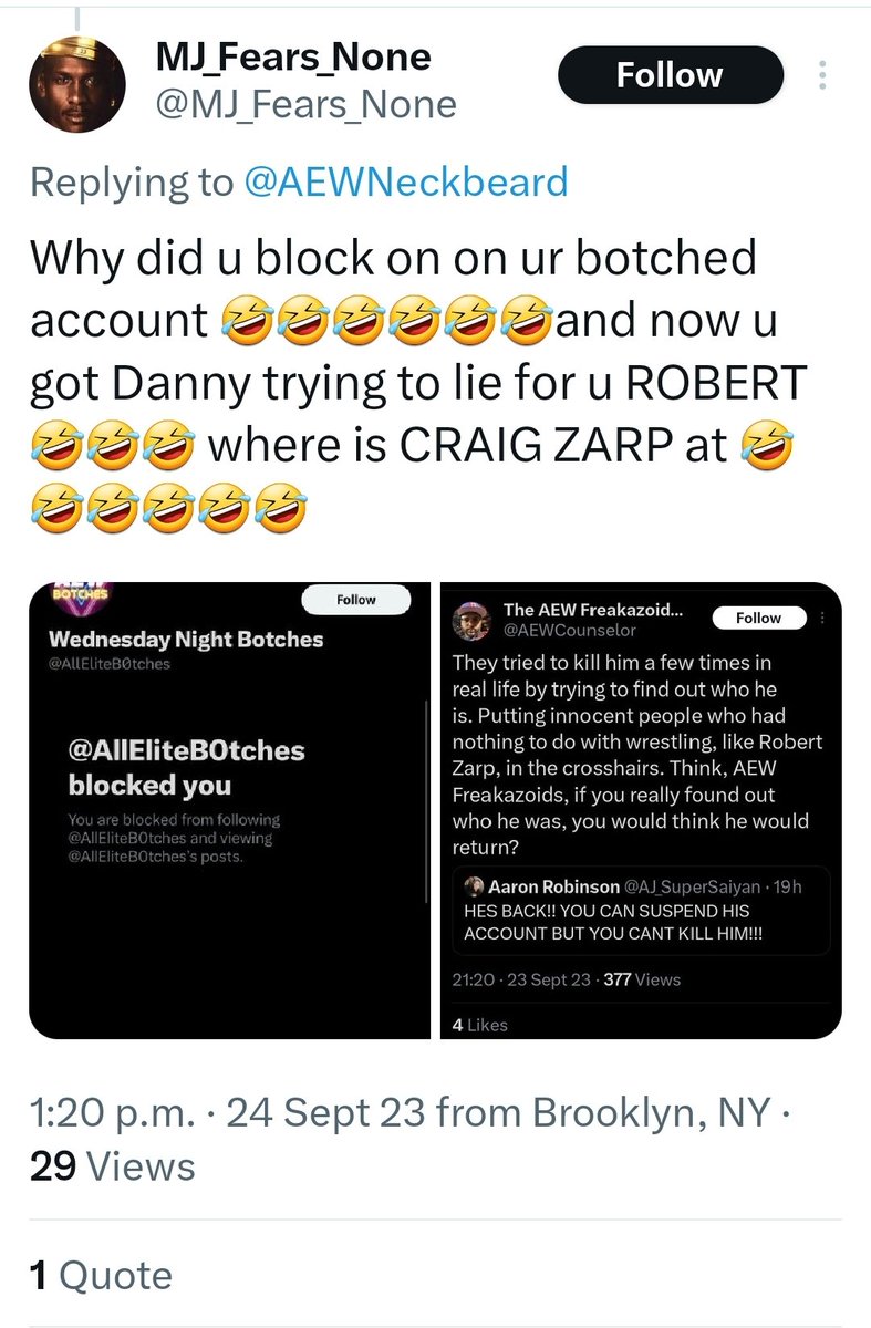 AEWNeckbeard's tweet photo. I think we found the person responsible for AEW Botches' doxxing https://t.co/Gagfv4Golr