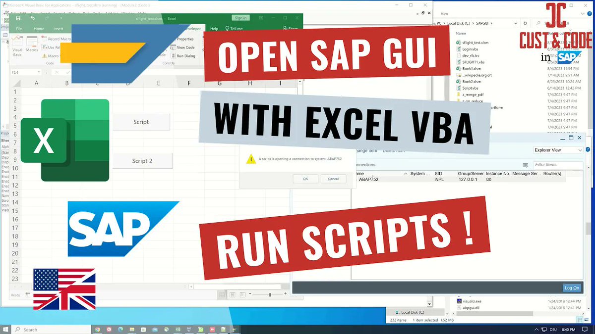 CustAndCode's tweet image. Open SAP GUI automatically with Excel VBA and run Scripts (SAP GUI Scrip... youtu.be/5I9F8iSX9as?si… via @YouTube
#sap #sapgui #vba #excel #script