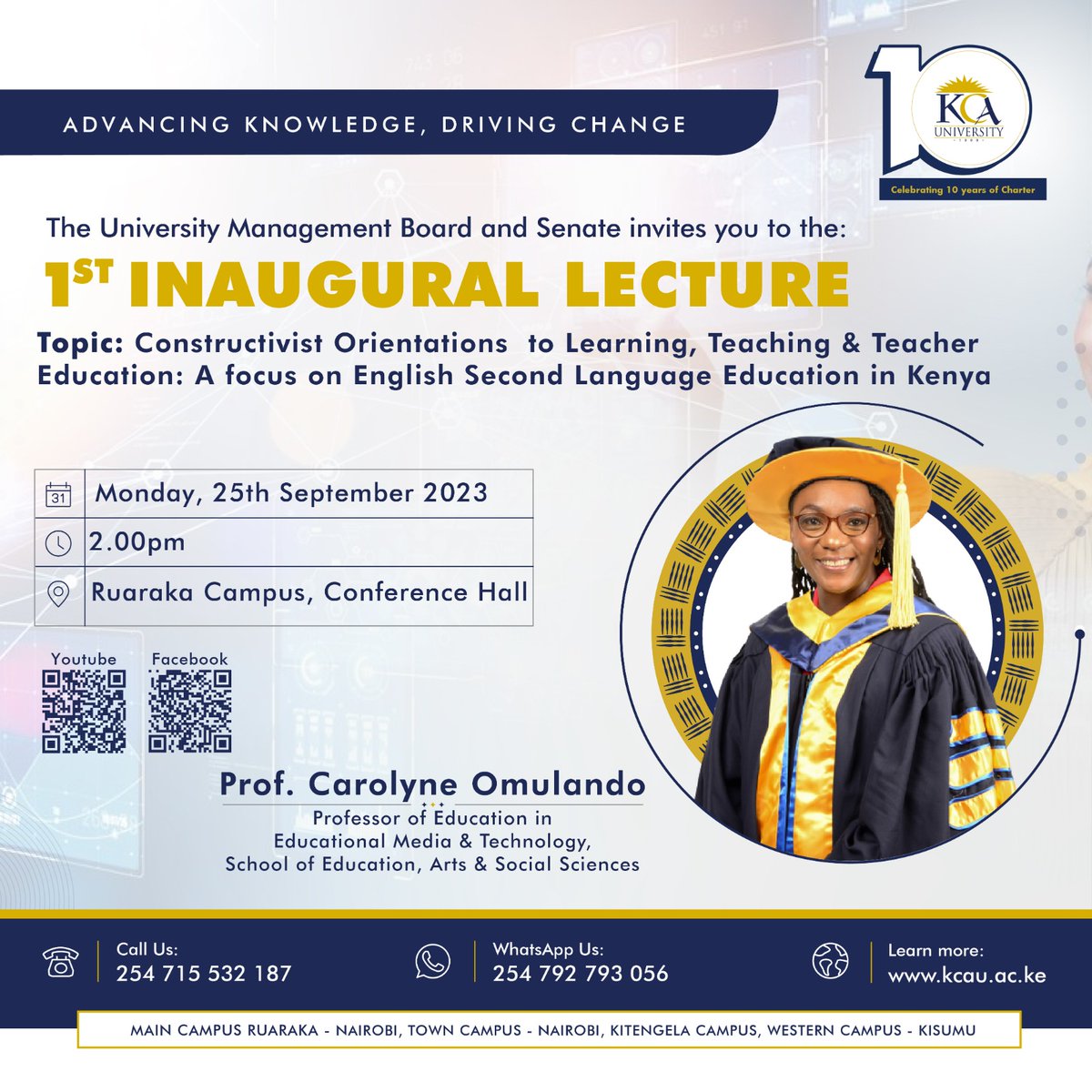 Educational institutions bear the responsibility of nurturing inclusive learning environments, but are they keeping up with the winds of change?

Engage with us in understanding #CompetencyBasedEducation, 21st-century #Learning, and #AI in education.

#InauguralLecture
#KCAat10