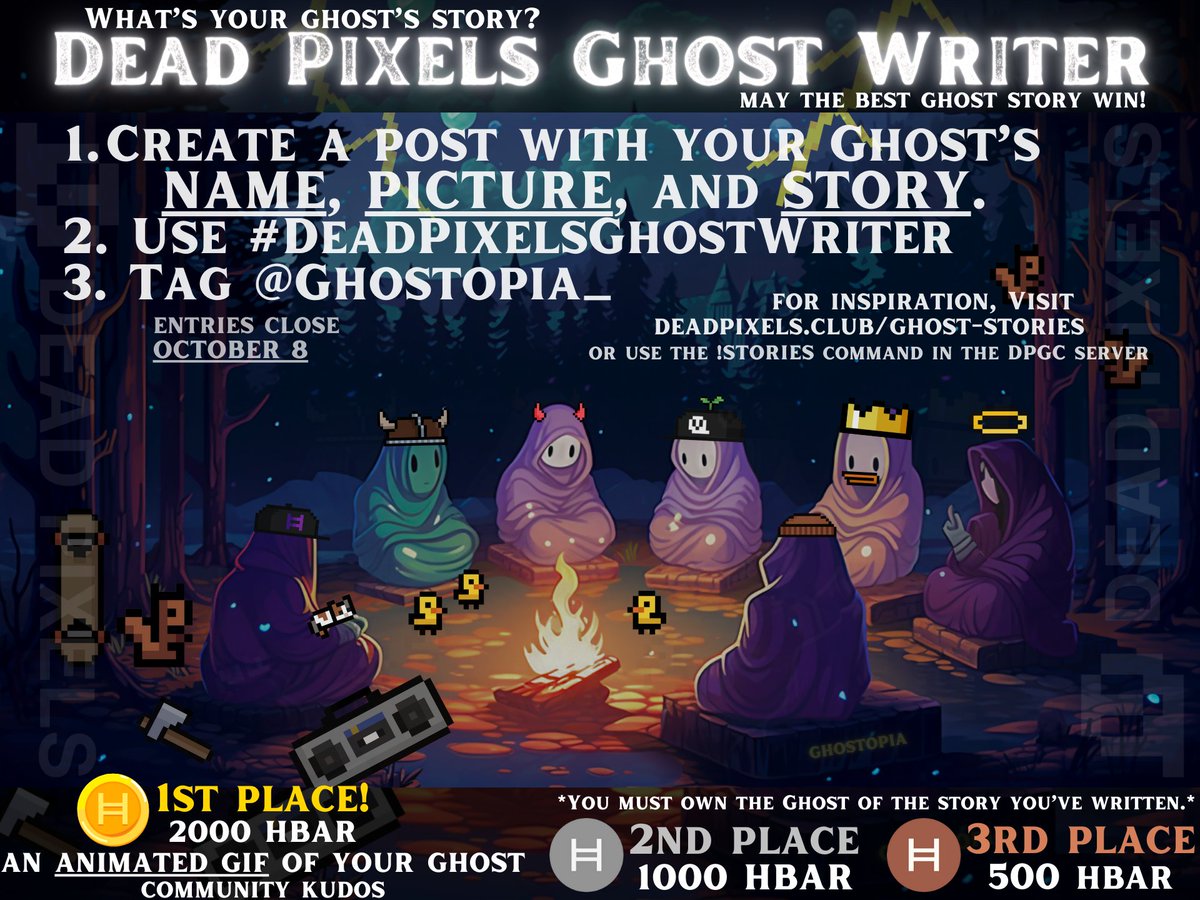 LNev2012's tweet photo. 6/6
And finally... your TL;DR poster to summarise it all, courtesy of the legend @EntheosEnergy
Best of luck to everyone who takes part ❤️
#Hedera #HBAR #HBARNFTs
#DeadPixels #DPGC #Ghostopia
@deadpixels_club via @hashpack wallet and @SentX_io marketplace https://t.co/EEmijg4uGh