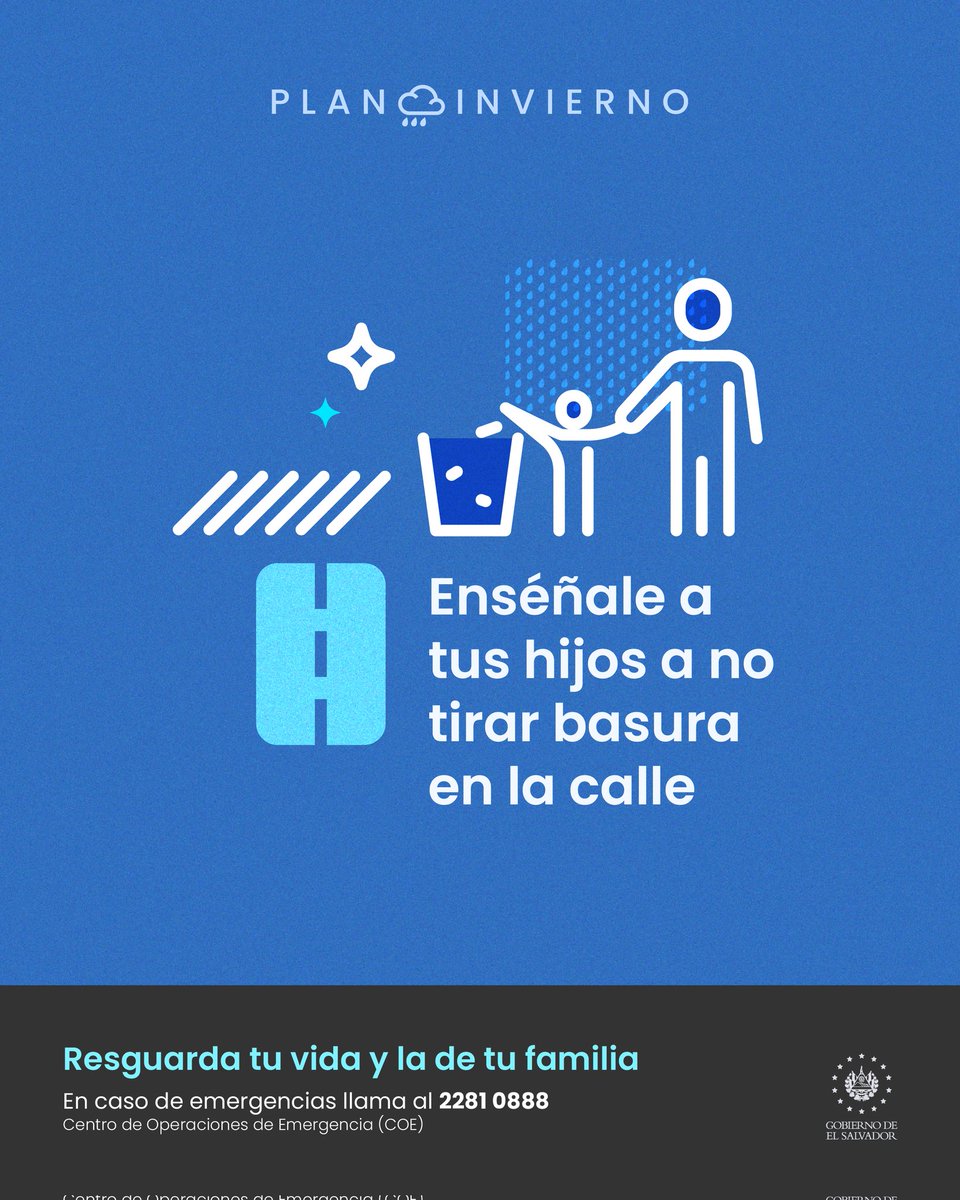 PROCIVILSV's tweet photo. Dale un buen ejemplo a tus hijos depositando la basura donde corresponde. 🚮

#PlanInvierno2023 https://t.co/lHa3LdBocz