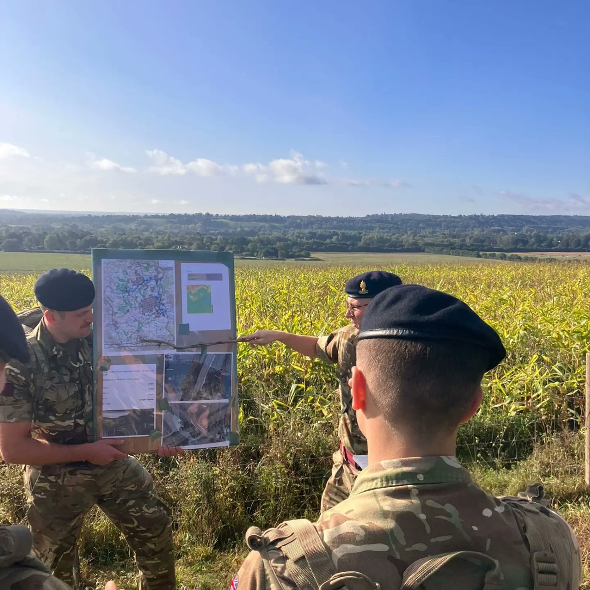 RETCC are enjoying the sunshine and country air.

RETCC conducting a Tactical Exercise Without Troops (TEWT) in the glorious sunshine. Understanding how viewing the ground physically makes a massive difference to initial map recce’s before conducting several Tactical briefs.