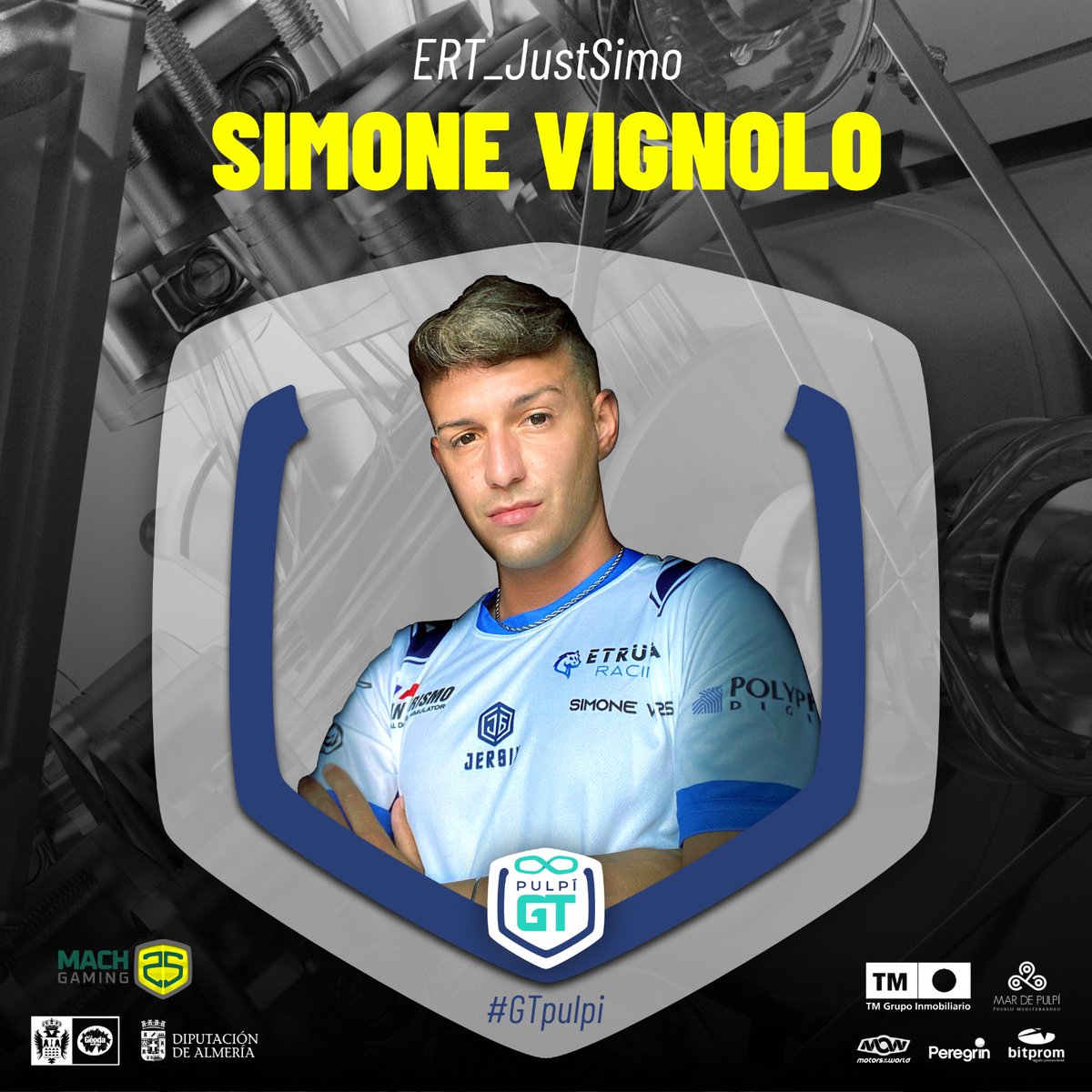 Mach25 Gaming (@mach25gaming) on Twitter photo 🟡 Presentación pilotos #GTPulpi
Desde Pinerolo, en el Piamonte italiano, llega a Pulpí un piloto molto molto veloce que quiere demostrar que está preparado para subir de nivel.
Vendrá arropado de los suyos.
Andare avanti
🔝 #ERT_JustSimo
🏎️ <a href="/EtruriaRacing/">Etruria Racing Team</a> 🟡 Presentación pilotos #GTPulpi
Desde Pinerolo, en el Piamonte italiano, llega a Pulpí un piloto molto molto veloce que quiere demostrar que está preparado para subir de nivel.
Vendrá arropado de los suyos.
Andare avanti
🔝 #ERT_JustSimo
🏎️ <a href="/EtruriaRacing/">Etruria Racing Team</a>