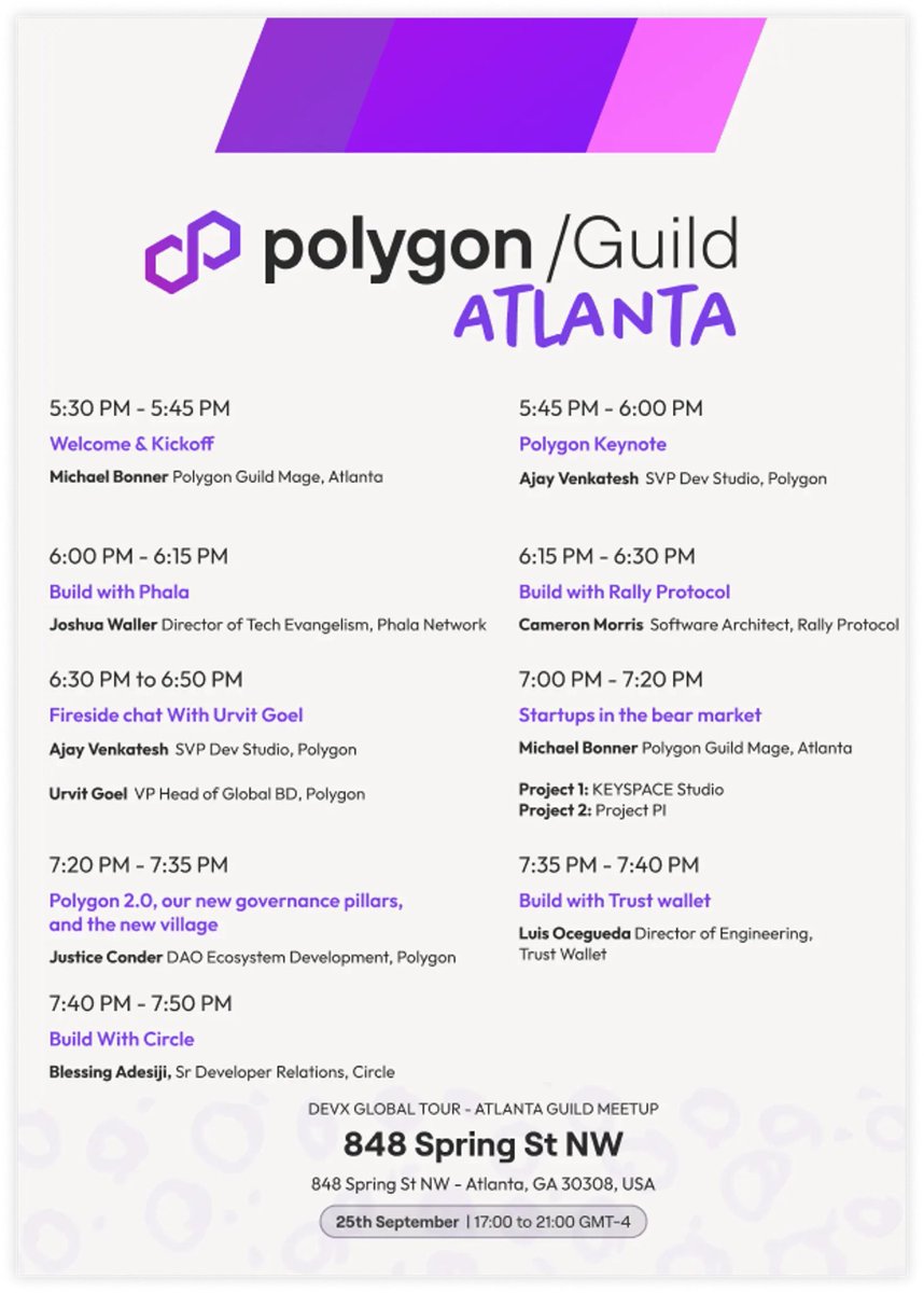 PiPoolsxyz's tweet photo. Excited to be part of the upcoming @PolygonAtlanta guild meetup on September 25! 🎉 

We can't wait to share our insights and ideas with the community. See you there! 

Register here 🎟️:

https://t.co/qAYC7cBOGN

#PolygonAtlanta #Blockchain #DeveloperX 🔗💡 https://t.co/kzulDwd0PY