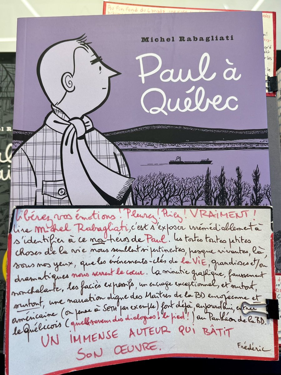 Belle surprise en cherchant un bouquin @librairieflagey à Bruxelles !

Un Michel Rabagliati avec un commentaire coup de cœur !@Lapasteque