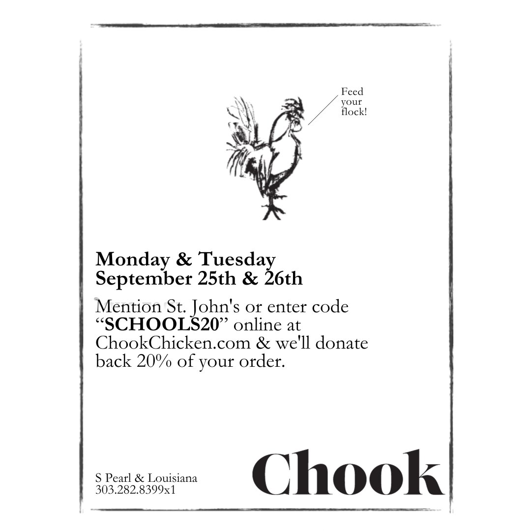 Celebrate the start of Fall with dinner out with the family!  Dine-in or Take-out <a href="/ChookChicken/">chook chicken</a> and use code "SCHOOLS20" to support our school!  #dineoutnight