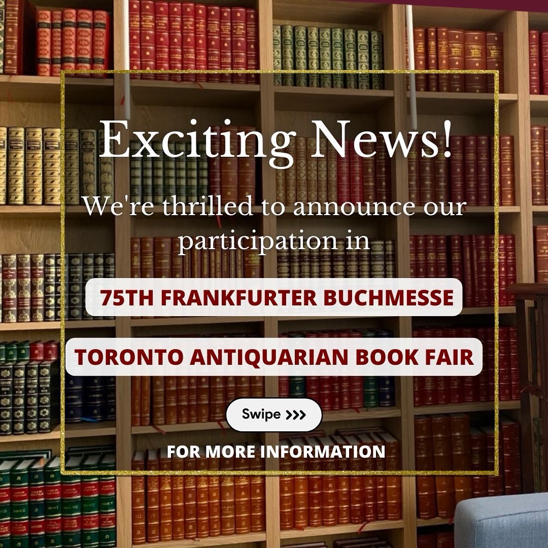 RareBiblio's tweet photo. 📚✨ Exciting News! 📢
Thrilled to announce our participation in not one, but TWO prestigious book fairs this year! 🌟 Join us at the 75th Frankfurter Buchmesse and the Toronto Antiquarian Book Fair, where we'll be showcasing our exquisite customized leather-bound books📖✨ https://t.co/cS1vOF1Egp