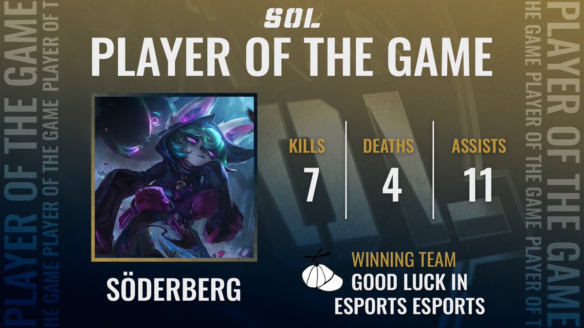 Vinsten till @GoodLuckIEE mot #Jormungandr sätter dom på en 4:e plats i division 2A och slutspelsfebern börjar närma sig då det är väldigt jämnt i tabellen 🥵

🌟 PLAYER OF THE GAME🌟
🏅 Söderberg 🏅

Nästa match:
📺 twitch.tv/svenskaonlinel…

@BergmansFisk  🆚 #ValhallaVikings