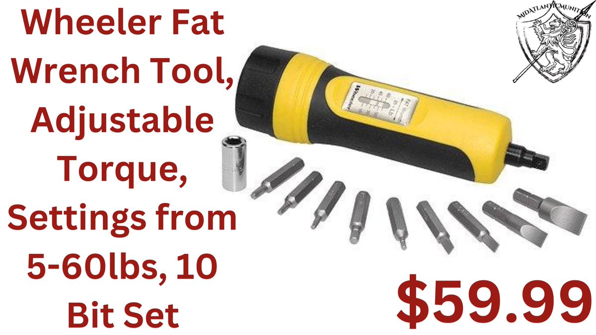 MidAtlMunition's tweet image. Wheeler's FAT Wrench helps you apply repeatable, accurate torque settings to every screw on your rifle. On  Sale Now! #wheelertools #fatwrench 

midatlanticmunition.com/product/wheele…