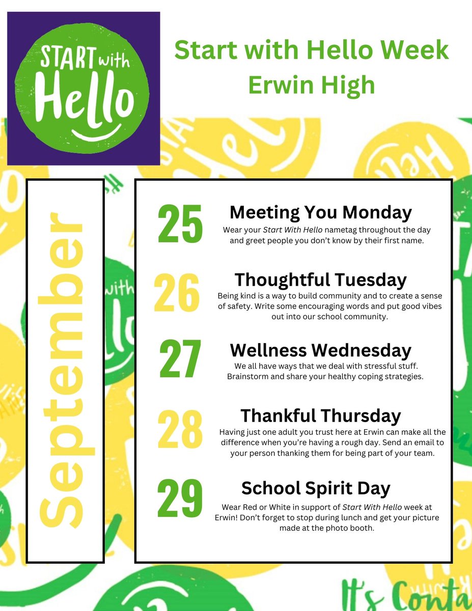 Start with hello, this week at Erwin High 🔴⚪️ <a href="/Chip_Cody/">Chip Cody</a> <a href="/sandyhook/">Sandy Hook Promise</a>