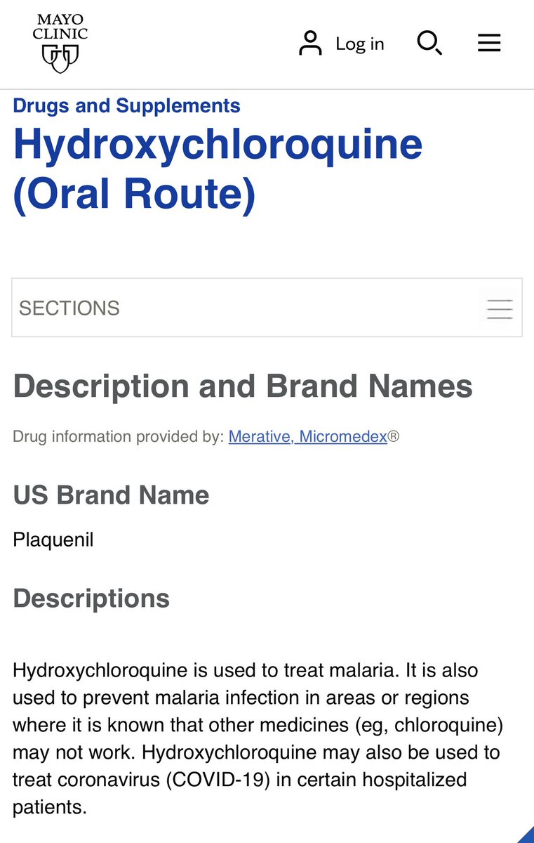 🚨Mayo Clinic quietly updates website to say Hydroxychloroquine can be used to treat Covid patients

Doctors were fired and censored for saying this

Media smeared it

All because Big Pharma couldn’t have any therapeutic drugs available in order to make billions from vaccine EUA